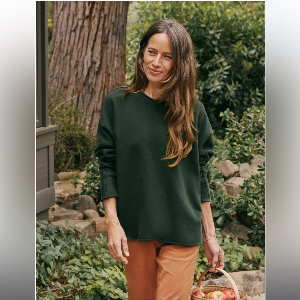 Frank & Eileen Anna Long-Sleeve Capelet Sweatshirt Pullover Evergreen. NWT Large